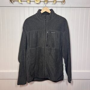Timberland Men's Jacket Gray Full Zip Fleece Pockets Collar Long Sleeve
